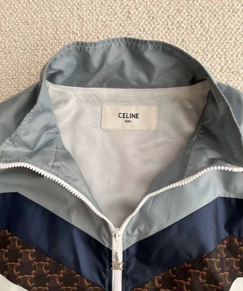 Celine Color Block Ice Blue Sports Jacket