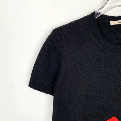 Celine Black Short Sleeve Knit Sweater