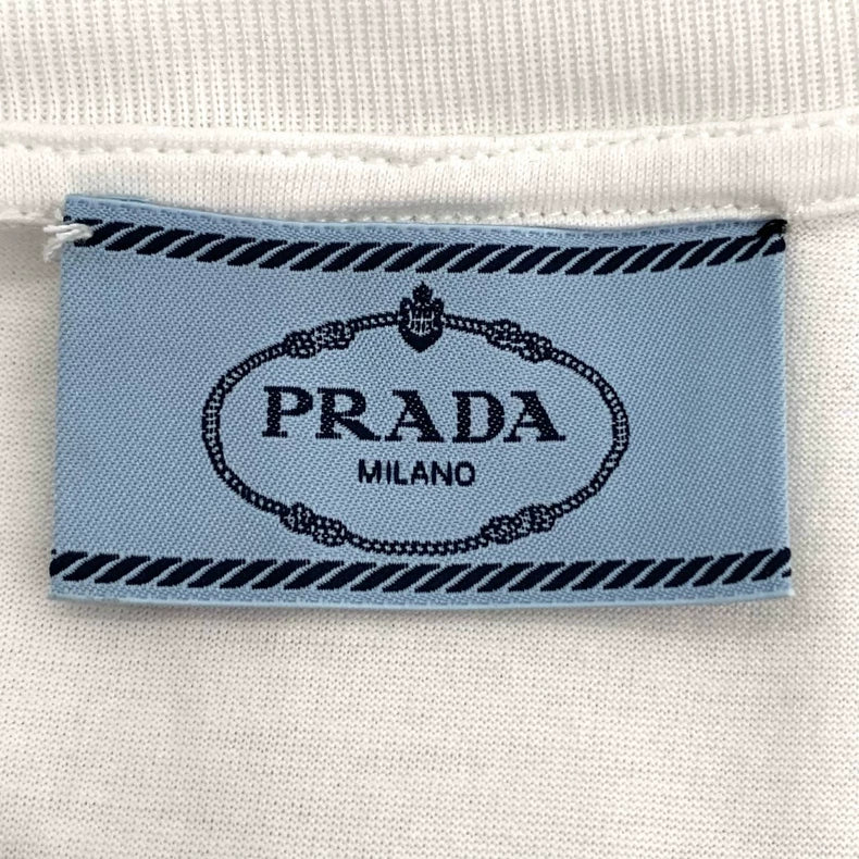 Prada Logo Flower Decor Short Sleeve Tee