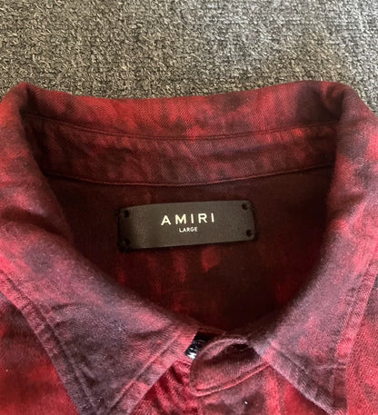Amiri Red Tie-Dye Button-Up Shirt-yf