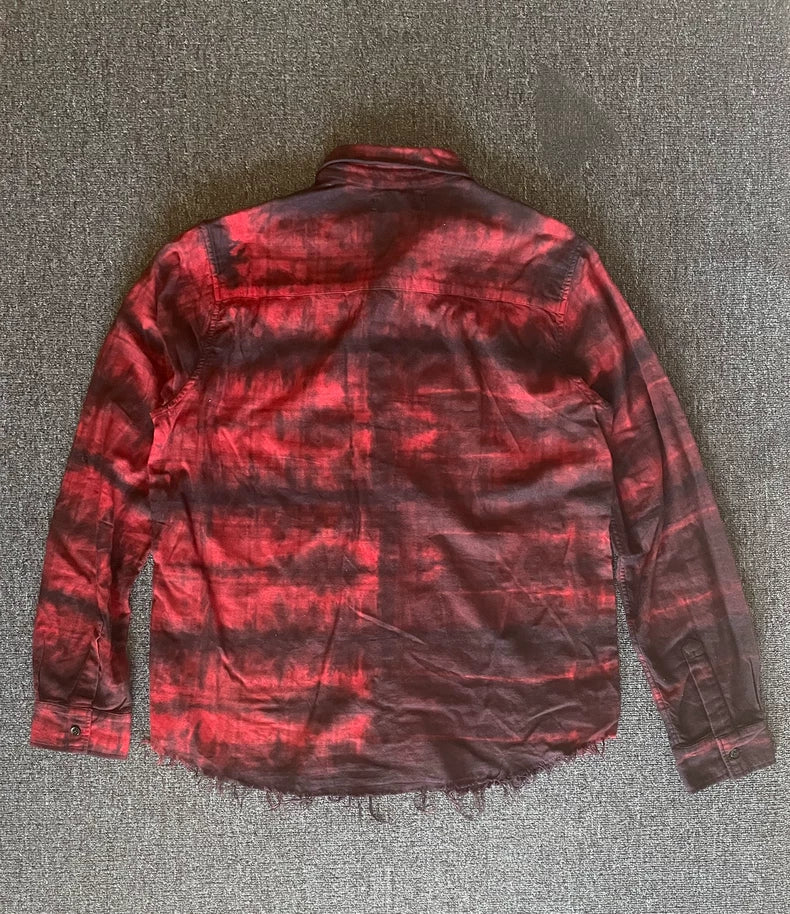 Amiri Red Tie-Dye Button-Up Shirt-yf