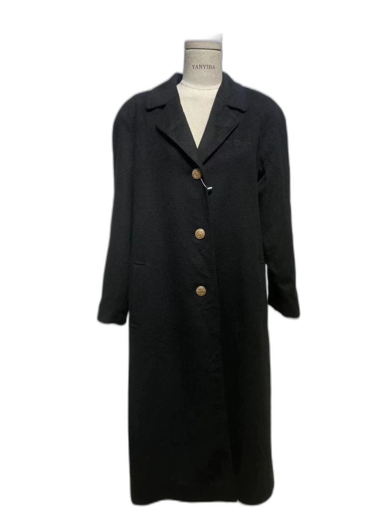 Vintage Dior Black Cashmere Wool Coat