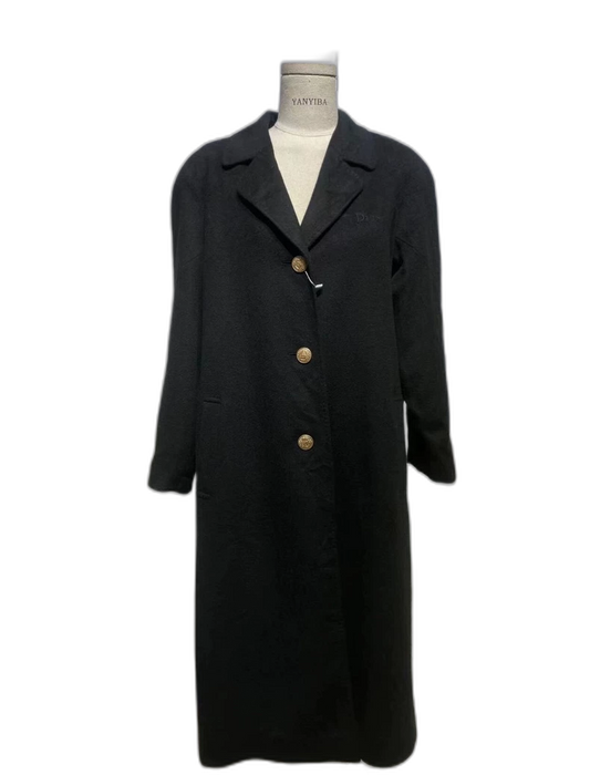 Vintage Dior Black Cashmere Wool Coat
