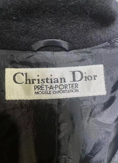 Vintage Dior Black Cashmere Wool Coat