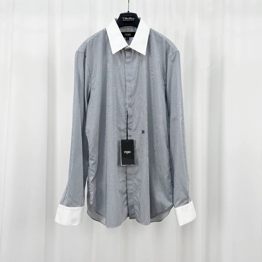 Fendi Embroidered Letter Striped Shirt-yf
