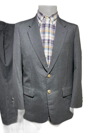 Dior Striped Gray Suit with Gold Buttons