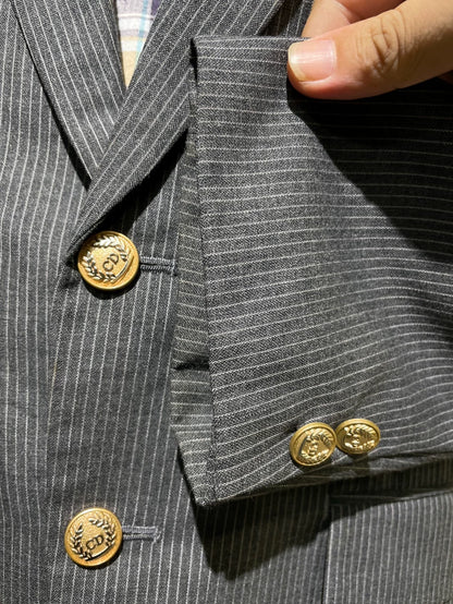Dior Striped Gray Suit with Gold Buttons