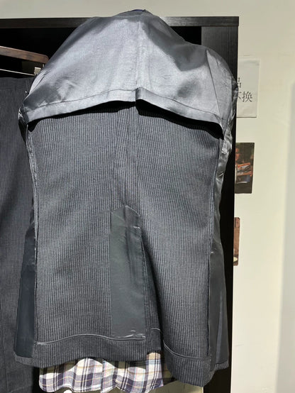 Dior Striped Gray Suit with Gold Buttons
