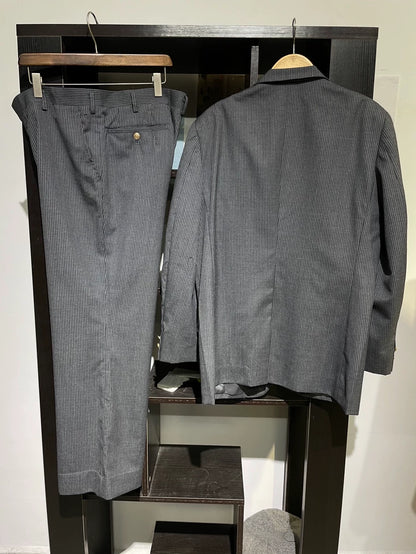 Dior Striped Gray Suit with Gold Buttons