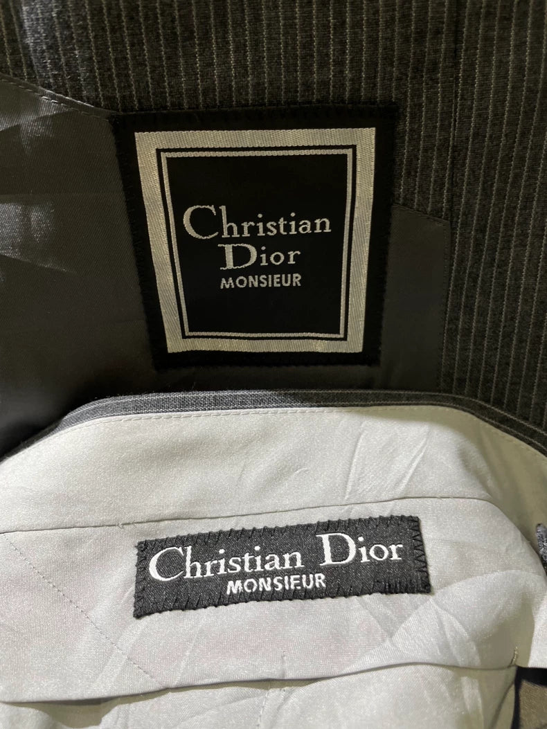 Dior Striped Gray Suit with Gold Buttons