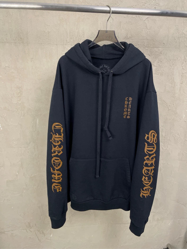 Chrome Hearts Black Hoodie with Brown Text
