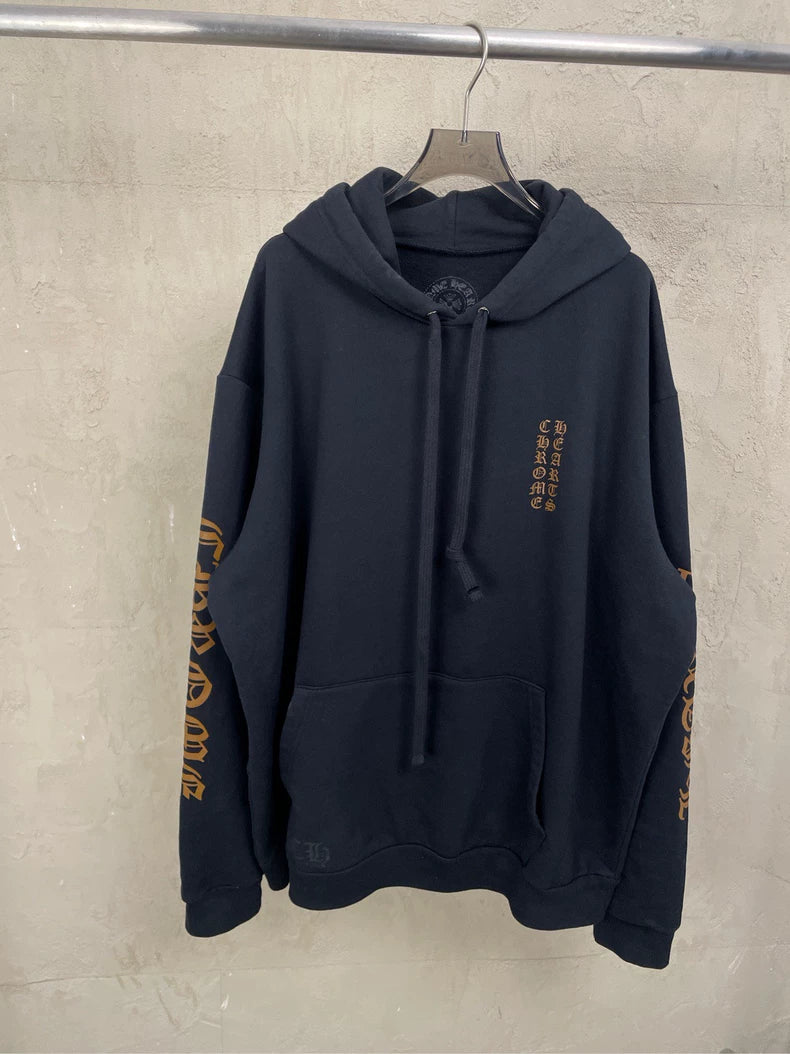 Chrome Hearts Black Hoodie with Brown Text