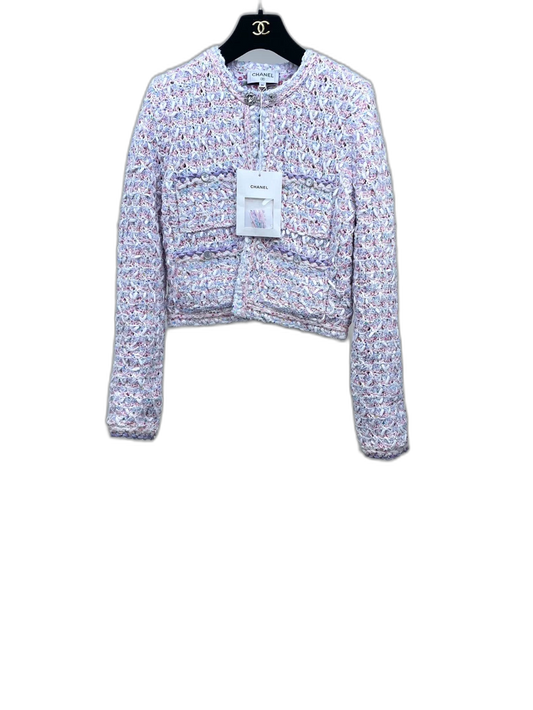 Chanel Cardigan with Pink Sequins and Large Knits