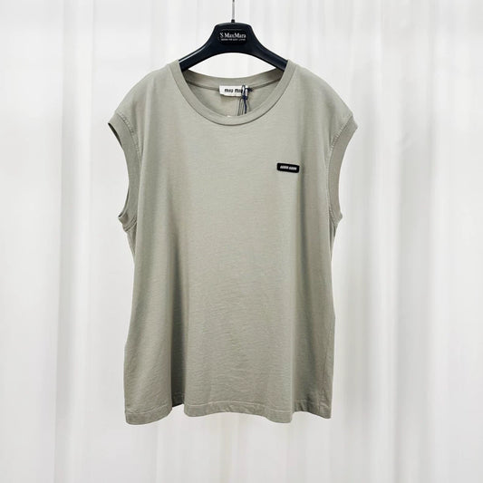 Miu Miu Embroidered Letter Sleeveless Top-yf