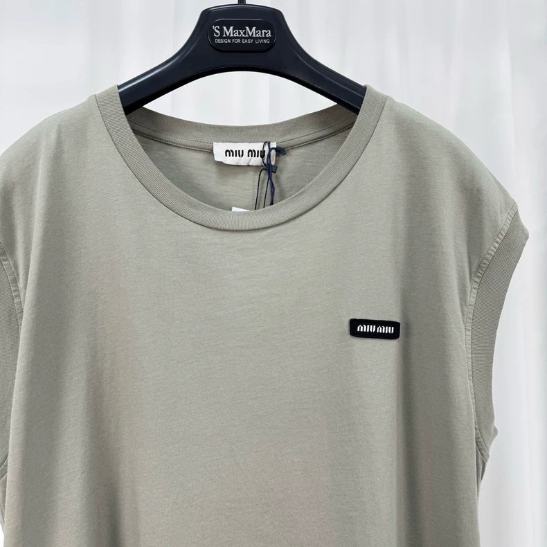Miu Miu Embroidered Letter Sleeveless Top-yf