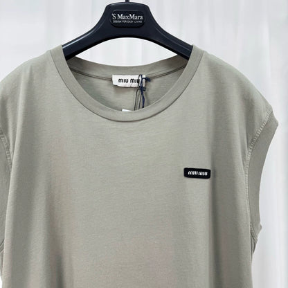 Miu Miu Embroidered Letter Sleeveless Top-yf