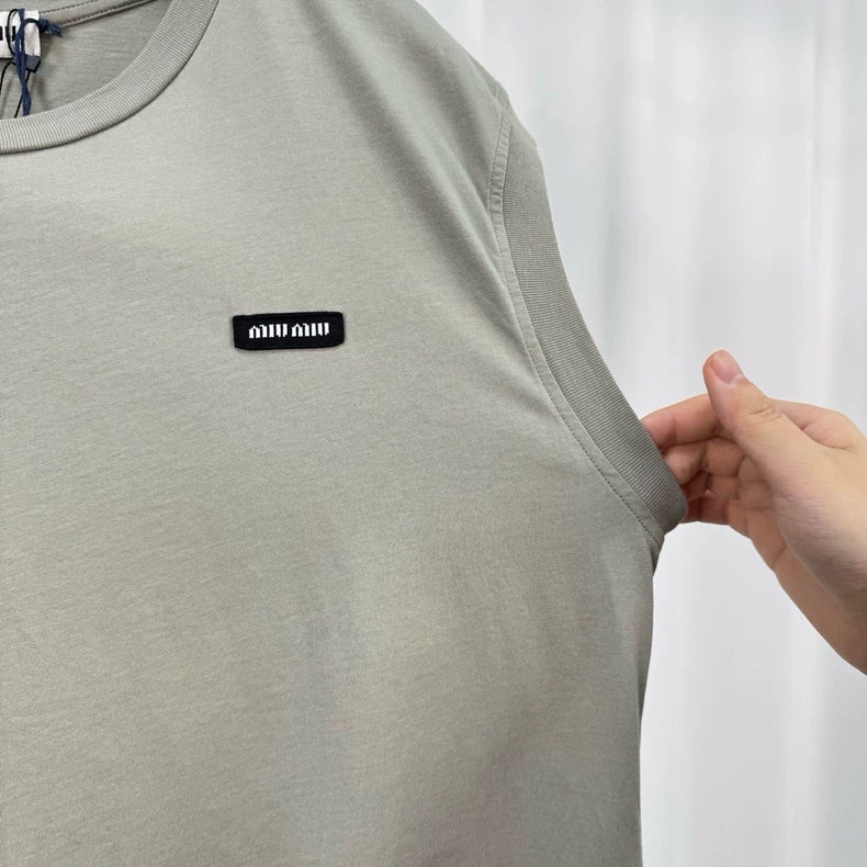 Miu Miu Embroidered Letter Sleeveless Top-yf