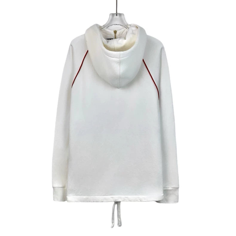 Gucci White Striped Zip Hooded Sweatshirt