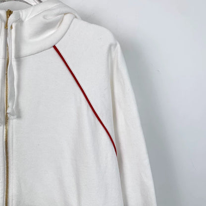 Gucci White Striped Zip Hooded Sweatshirt