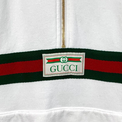 Gucci White Striped Zip Hooded Sweatshirt