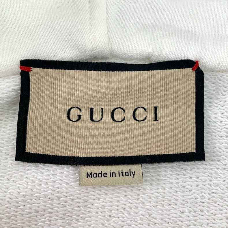 Gucci White Striped Zip Hooded Sweatshirt