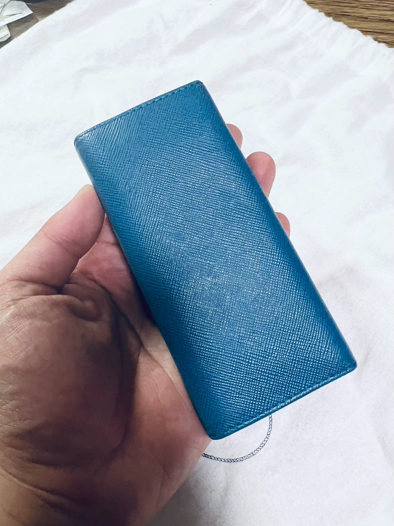 Prada Leather Key Holder in Classic Blue