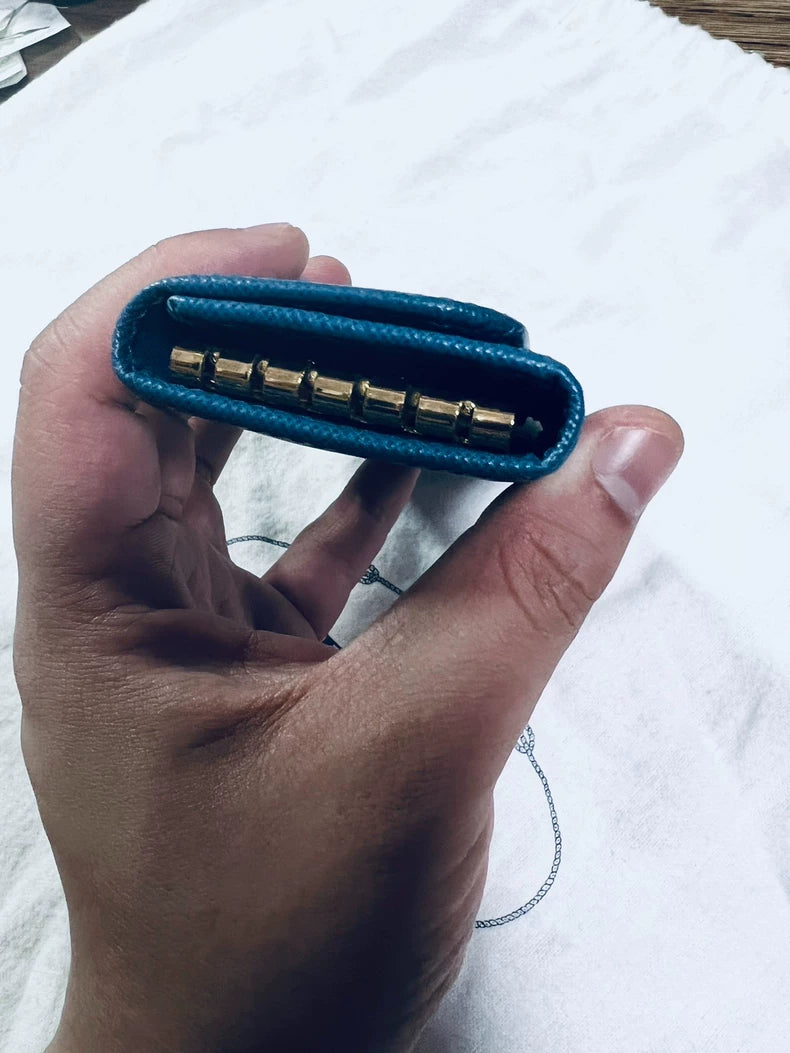 Prada Leather Key Holder in Classic Blue