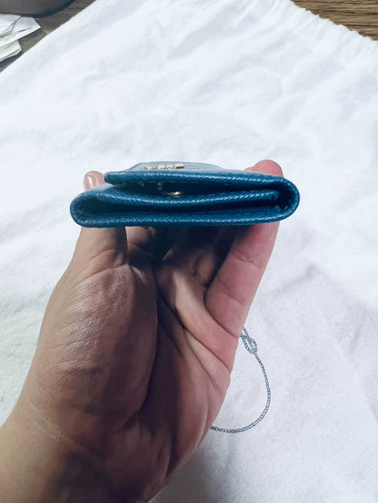 Prada Leather Key Holder in Classic Blue