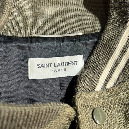 Saint Laurent Olive Green Wool Baseball Jacket
