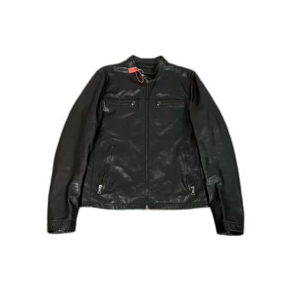 Prada Black Leather Motorcycle Jacket