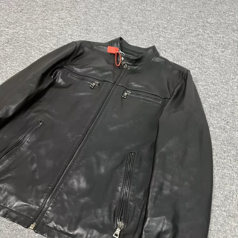 Prada Black Leather Motorcycle Jacket