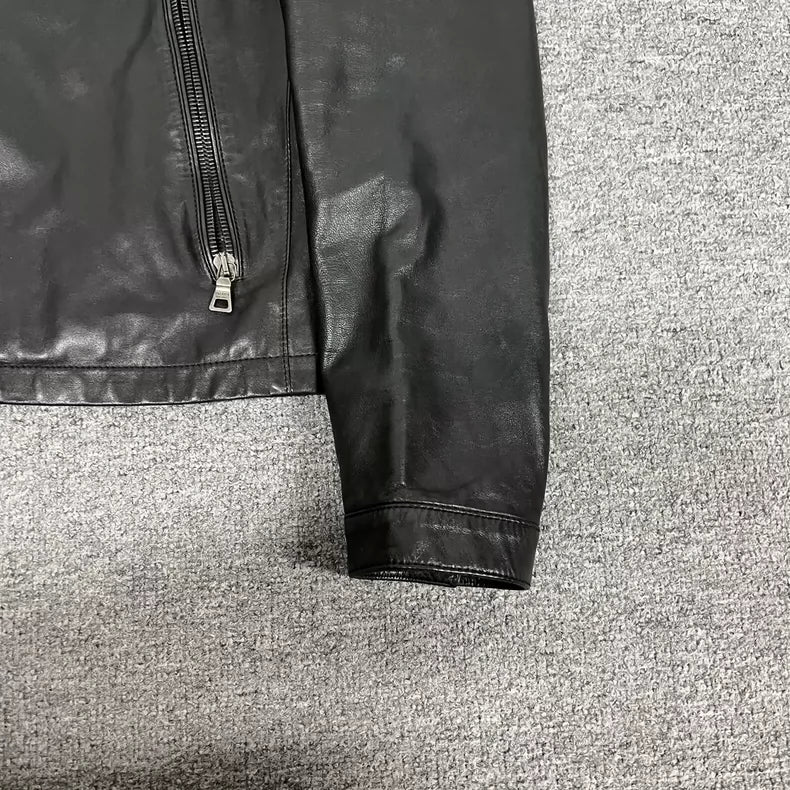 Prada Black Leather Motorcycle Jacket