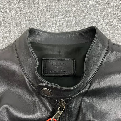 Prada Black Leather Motorcycle Jacket