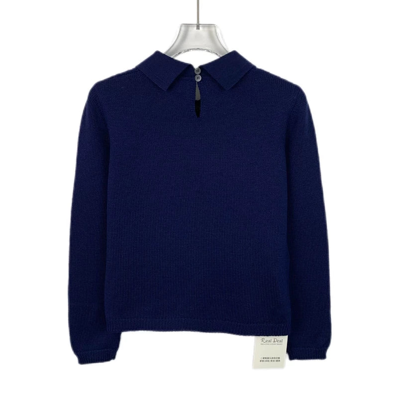 MiuMiu Dark Blue Wool Collar Knit Sweater