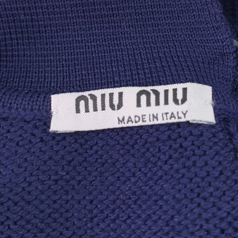 MiuMiu Dark Blue Wool Collar Knit Sweater