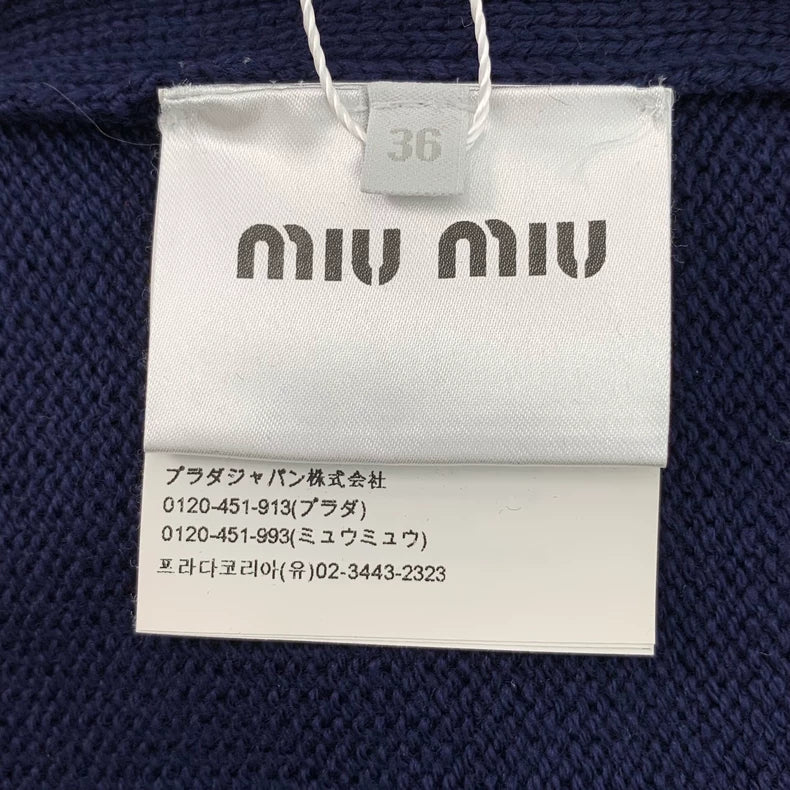 MiuMiu Dark Blue Wool Collar Knit Sweater