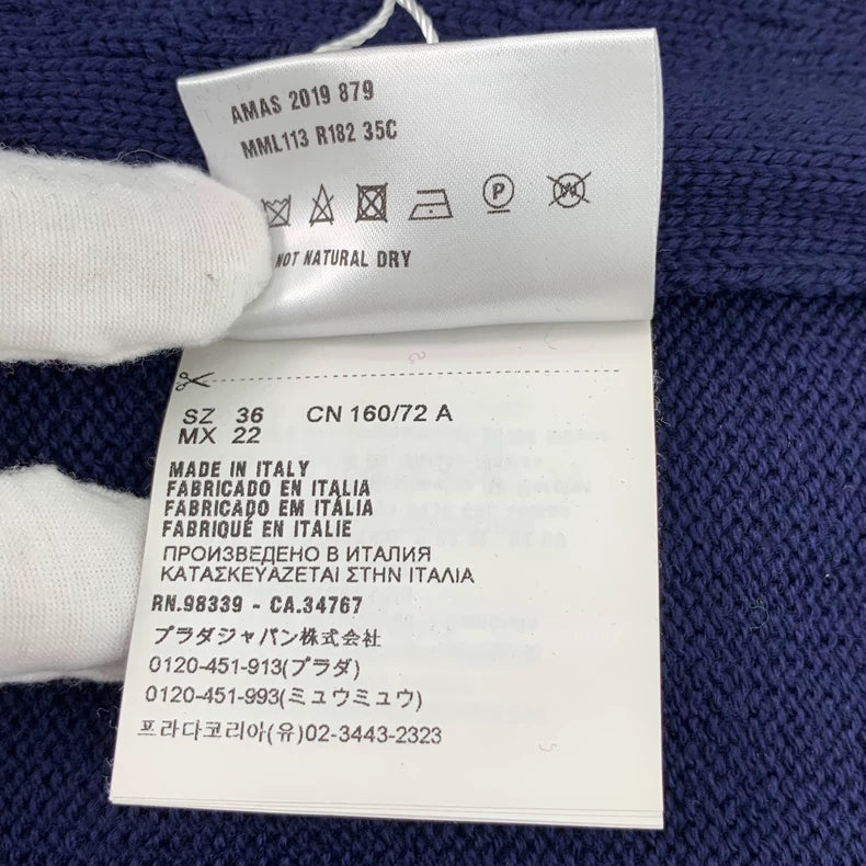 MiuMiu Dark Blue Wool Collar Knit Sweater