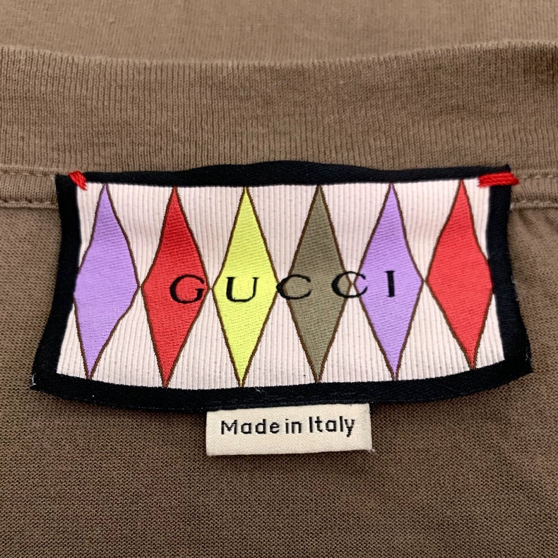 Gucci Brown Logo Cotton T-Shirt Size Medium