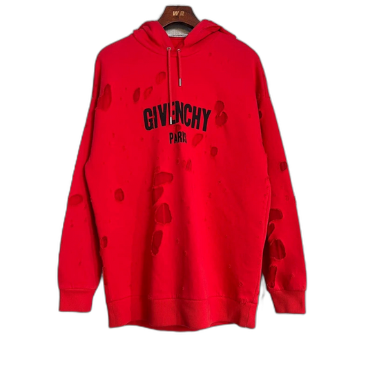 Givenchy Red Distressed Hoodie