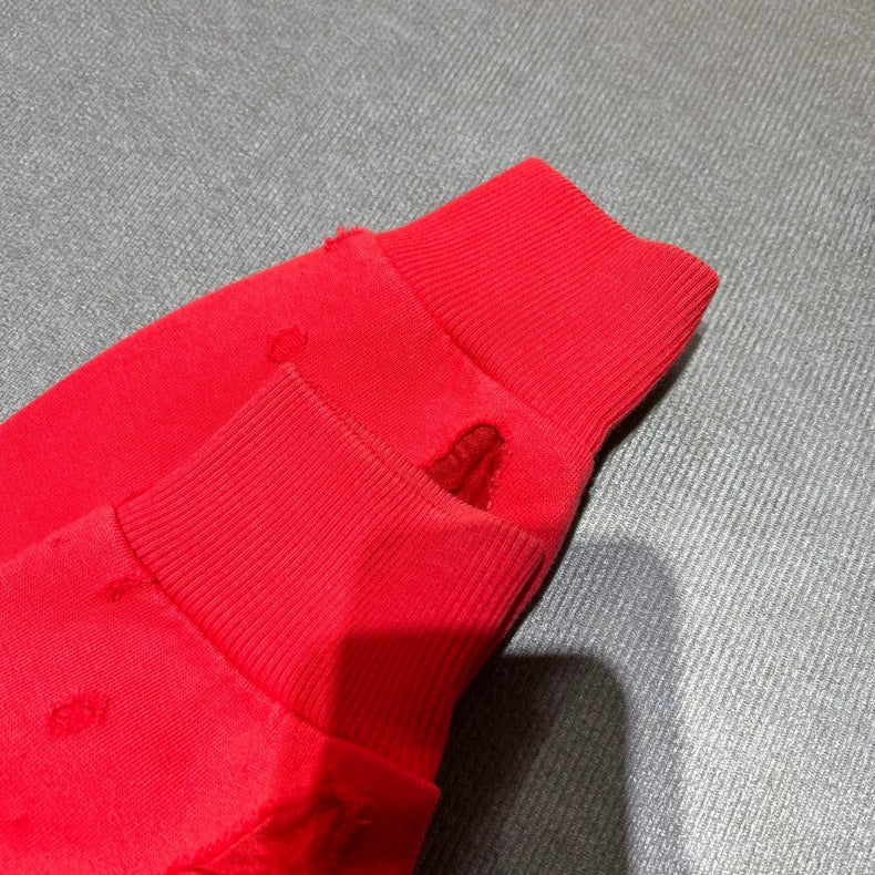 Givenchy Red Distressed Hoodie