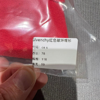 Givenchy Red Distressed Hoodie