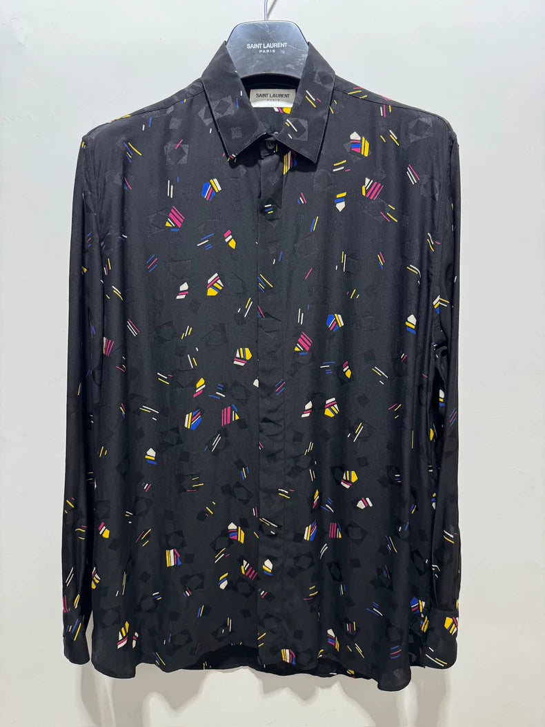 Saint Laurent Silk Geometric Print Shirt