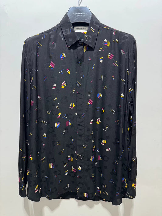Saint Laurent Silk Geometric Print Shirt