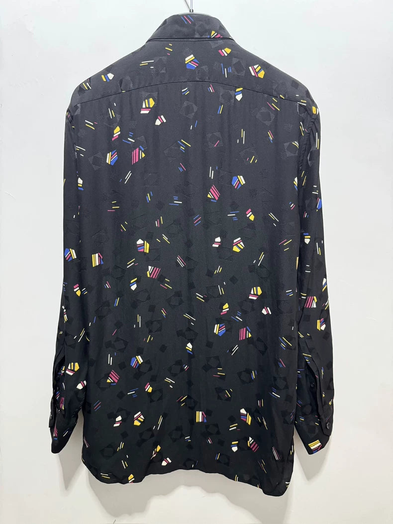 Saint Laurent Silk Geometric Print Shirt