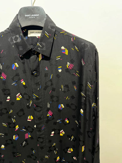 Saint Laurent Silk Geometric Print Shirt