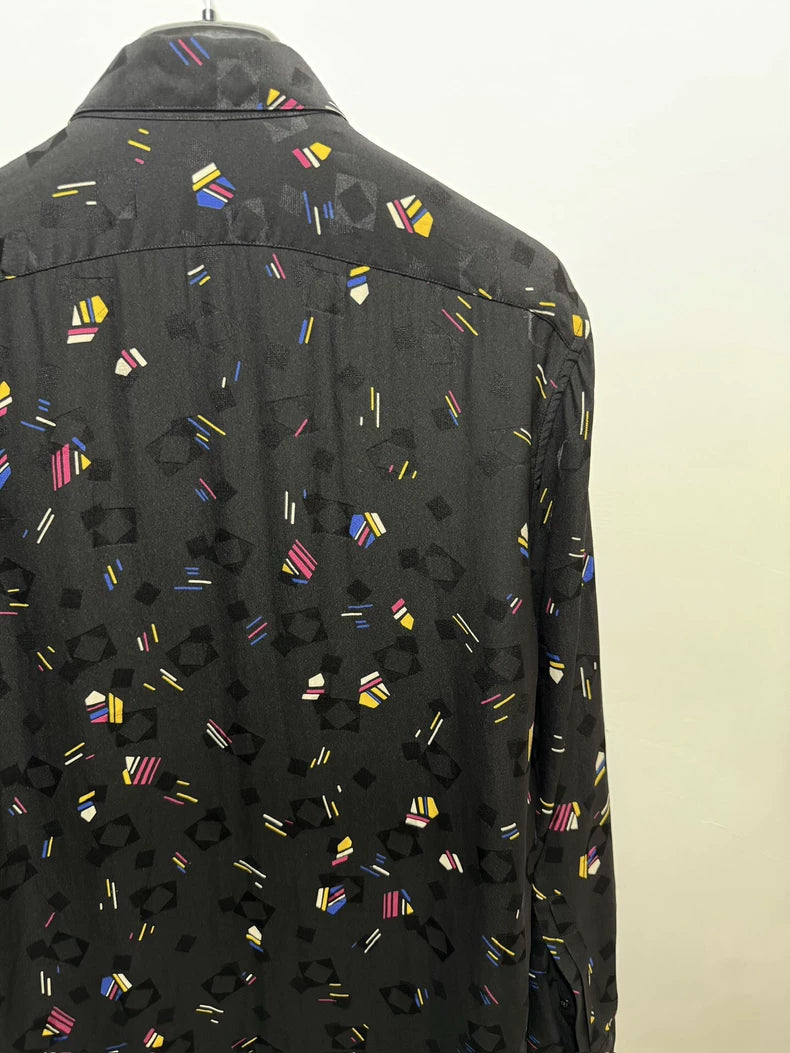 Saint Laurent Silk Geometric Print Shirt