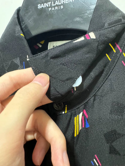 Saint Laurent Silk Geometric Print Shirt