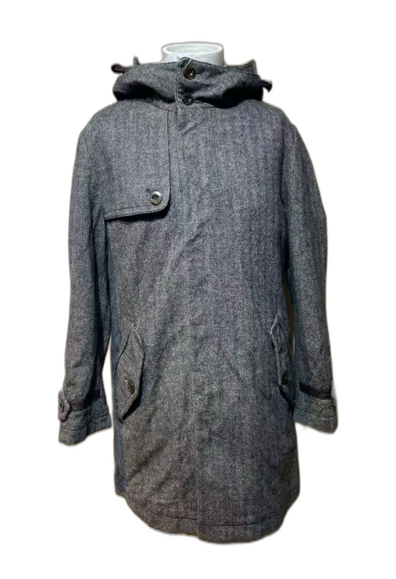 Stylish Gray Herringbone Wool Coat