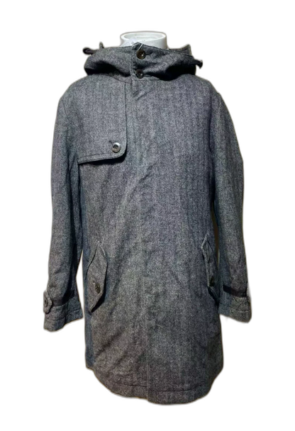 Stylish Gray Herringbone Wool Coat