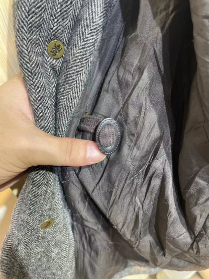 Stylish Gray Herringbone Wool Coat